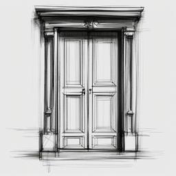 sketch of a door  minimal rough sketch scribbles,doodles,black and white