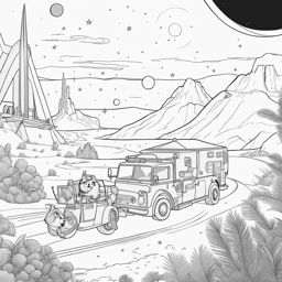 bluey coloring pages - bluey and bingo embark on a space adventure. 