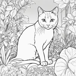 cat coloring pages - a curious cat explores a magical, hidden garden. 