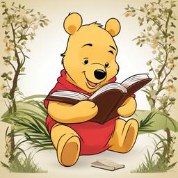 Winnie The Pooh clipart - Pooh bear reading a book  vector clipart