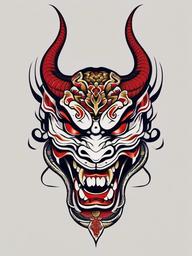 hannya mask snake tattoo  simple color tattoo,white background,minimal