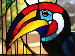 Stained Glass Toucan - Toucan with large colorful beak  