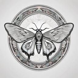 Luna Moth Mandala Tattoo - Showcase the intricate beauty of a Luna moth integrated into a mandala design in a visually stunning tattoo.  simple vector color tattoo, minimal, white background