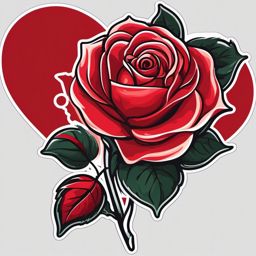 Rose Sticker - Red rose symbolizing love, ,vector color sticker art,minimal