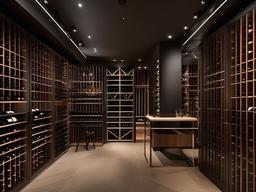 In the wine cellar, Bauhaus interior design features sleek storage solutions, natural materials, and a clean aesthetic that creates a sophisticated atmosphere for wine enthusiasts.  