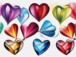 Three hearts tattoo, Trio of hearts, each representing a different facet of love's spectrum. , tattoo color art, clean white background