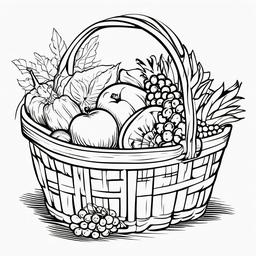 Basket of fresh fruits and vegetables  simple coloring pages