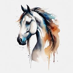 horse watercolor tattoo  simple tattoo,minimalist,white background