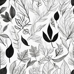 drawing of autumn leaves  minimal rough scribbles,doodles,black and white