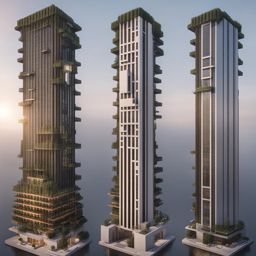 smart skyscraper with adaptive architecture and self-regulating systems - minecraft house design ideas minecraft block style