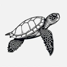 Little Sea Turtle Tattoo - Opt for a small and discreet sea turtle tattoo, capturing the essence of these marine creatures in a delicate design.  simple color tattoo,minimal vector art,white background