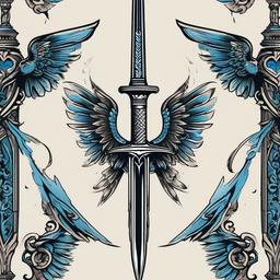 sword and wings tattoo  simple vector color tattoo