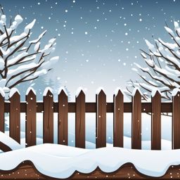 Snow-Covered Fence clipart - Wooden fence hidden under snow, ,vector color clipart,minimal