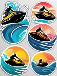 Jet Ski Sticker - Wave-riding excitement, ,vector color sticker art,minimal