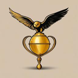 Harry Potter clipart - golden snitch flying in the air  color,minimalist,vector clipart