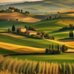 Country Wallpapers - Rustic Countryside in Tuscany, Italy  wallpaper style, intricate details, patterns, splash art, light colors