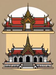 Bangkok clipart - Wat Phra Kaew and Grand Palace in Thailand, ,color clipart vector style