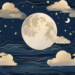 Moon clipart - moon with clouds drifting by  