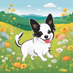 dog clip art,wagging its tail in a playful meadow 