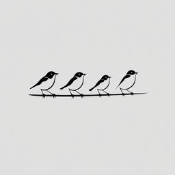 3 Little Bird Tattoo - Three small bird design  minimalist tattoo design, white background