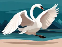Swan Sticker - A graceful swan gliding on a lake, ,vector color sticker art,minimal