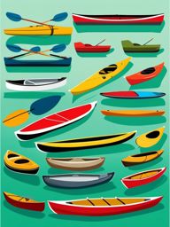 Canoes and Kayaks clipart - A variety of canoes and kayaks for water adventures., ,vector color clipart,minimal