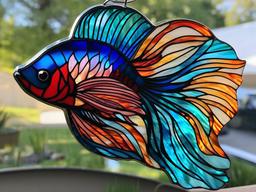 Stained Glass Betta Fish - Vibrant betta fish with flowing fins  