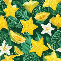 Star Fruit Sticker - Refreshing and tropical, a star fruit-patterned burst, , sticker vector art, minimalist design