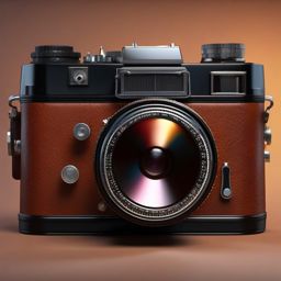 Vintage Camera - A vintage camera with dials and leather casing hyperrealistic, intricately detailed, color depth,splash art, concept art, mid shot, sharp focus, dramatic, 2/3 face angle, side light, colorful background