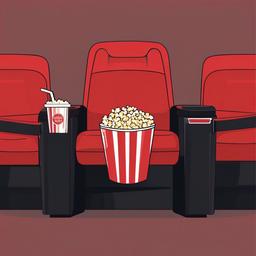 Movie clipart - cinema seats with popcorn and soda  color,minimalist,vector clipart