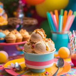 butterfinger ice cream served at a lively birthday party in a colorful playroom. 
