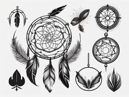 Country Dream Catcher Tattoo - Tattoo combining a dream catcher with country-themed elements.  simple vector tattoo,minimalist,white background