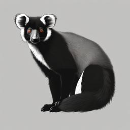 drawing of a red ruffed lemur  minimal rough sketch scribbles,doodles,black and white