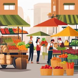 Farmers Market clipart - Bustling market with fresh produce, ,vector color clipart,minimal