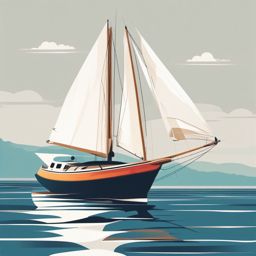 Sailboat Clipart - A sailboat cruising on calm waters.  color vector clipart, minimal style