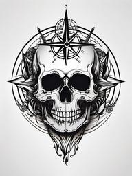 Compass Skull Tattoo - Combination of a compass and skull motifs.  simple vector tattoo,minimalist,white background