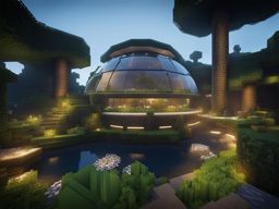 sci-fi biodome with exotic plants and futuristic tech - minecraft house design ideas 