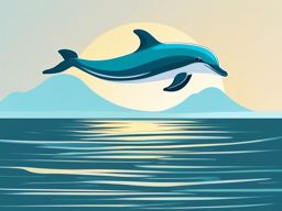 Dolphin Sticker - A playful dolphin leaping out of the water. ,vector color sticker art,minimal
