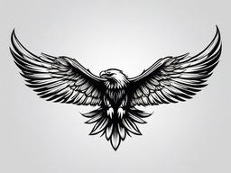 Eagle Tattoo Wings - Eagle with wings spread  minimal tattoo design, white background