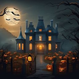 Halloween Backgrounds - Ghostly Manor in the Irish Countryside  , splash art wallpaper, dull colors