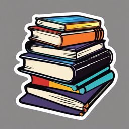 Stack of Books Sticker - Pile of stacked books, ,vector color sticker art,minimal