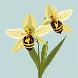 Bee Orchid Clip Art - A bee orchid mimicking a bee,  color vector clipart, minimal style