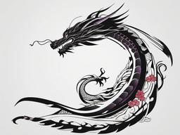 Haku Dragon Tattoo - Tattoos featuring the character Haku in dragon form, possibly from Spirited Away.  simple color tattoo,minimalist,white background