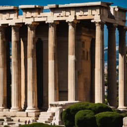 classical temples, with iconic columns, command attention on the ancient acropolis in rome, italy. 