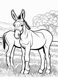 donkey foals cute animals coloring page 