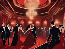 vampire ballroom dance - illustrate a grand ballroom filled with vampires elegantly dancing to haunting music. 