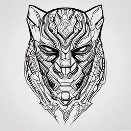 Black Panther Tattoo Design-Capturing the essence of the black panther in a unique and artistic design.  simple color tattoo,white background