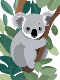 Australian Koala Sticker - A sleepy koala in a eucalyptus tree, ,vector color sticker art,minimal
