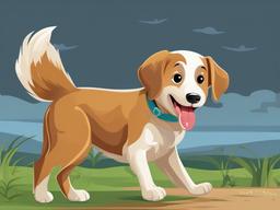 Dog clipart - happy dog wagging its tail  