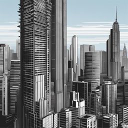 building clipart - a soaring skyscraper, a testament to human ingenuity and ambition 